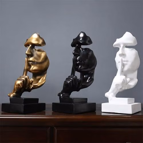 Huhote Abstract Thinker Statue, Gold Minimalist Resin Sculpture for Home and Office Decor – 7
