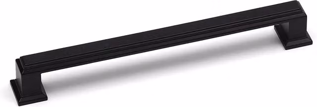 Handle & Home Squared Cabinet Bar Handle and Coordinating Knob in Matt Black Zinc