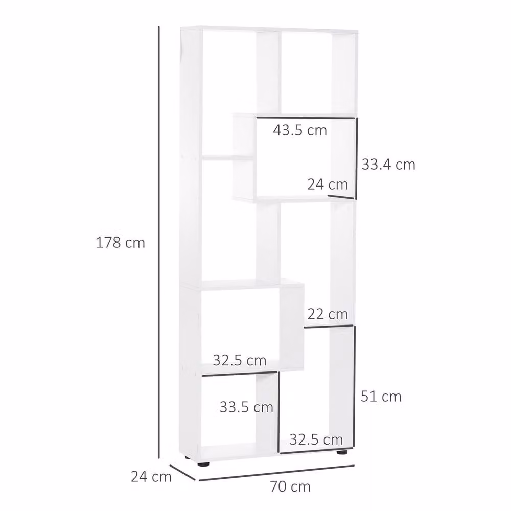 STILVORA Modern White Display Shelf with 8 Shelves, Width: 70 cm – 2