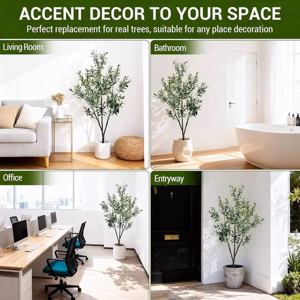 VOGREX 180 cm Artificial Olive Tree in Green and White – 2