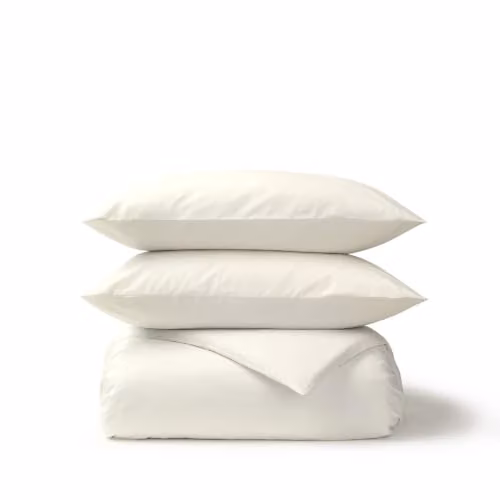 Christy Organic Cotton Percale Duvet Cover and Pillowcase Set in White or Beige, W/D/H: 140 x 200 cm and 90 x 200 cm – 2
