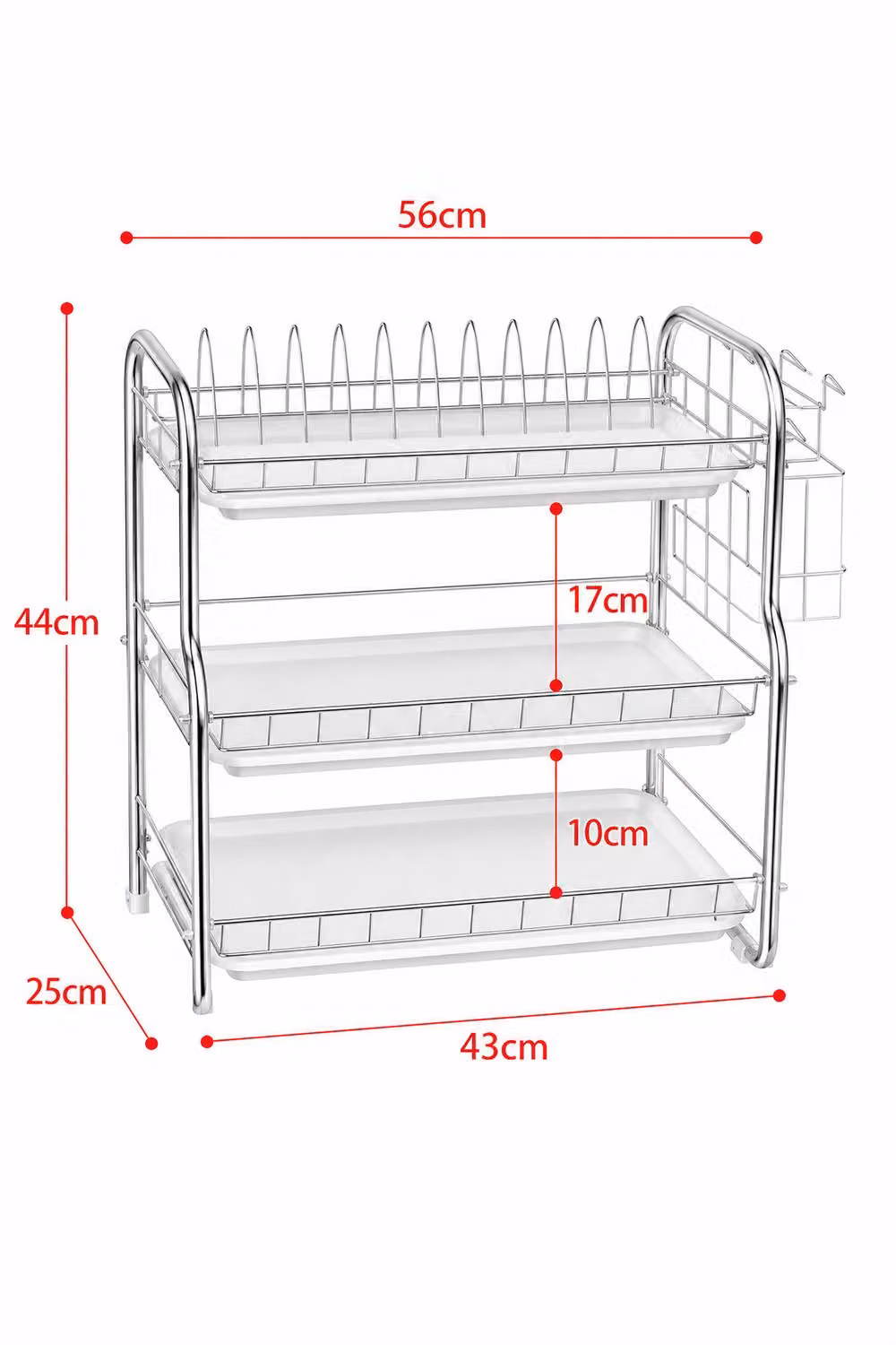 Garden Sanctuary 3-Tier Kitchen Dish Drainer Storage Stand with Drip Tray, White – 2