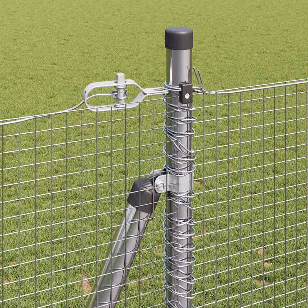 Berkfield Home Welded Wire Fence with 13 Flanged Posts, Galvanised Steel, Silver, 1.5 x 50 m – 3