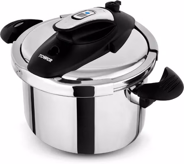 Tower One Touch Ultima 6L Pressure Cooker with Timer, Stainless Steel, Silver
