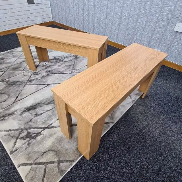 Kosy Koala Set of 2 Modern Wood-Effect Dining Benches in Brown