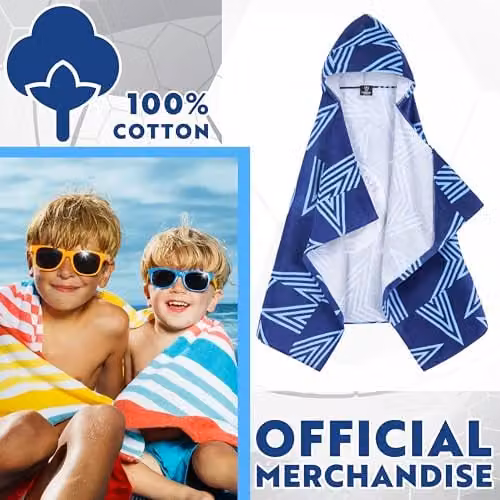 Get Trend Manchester City FC Hooded Cotton Towel for Boys in Blue – 3