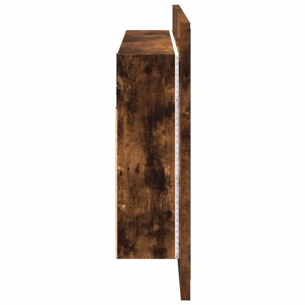 Berkfield Home LED Bathroom Mirror Cabinet in Smoked Oak Brown, W: 80 cm, D: 12 cm, H: 45 cm – 6