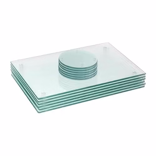 Harbour Housewares 12pc Transparent Glass Placemats and Coasters Set, W: 30 cm, D: 20 cm