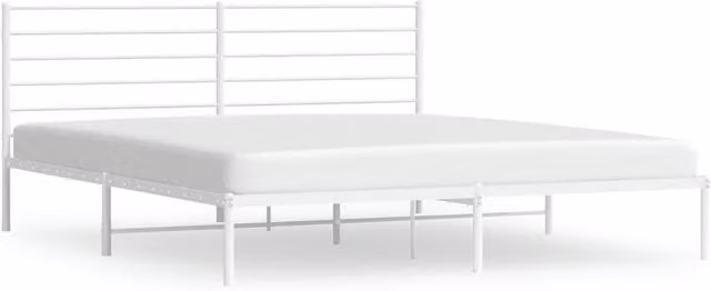 Berkfield Home Metal Bed Frame with Headboard in White, W/D/H: 180 x 200 cm – 1