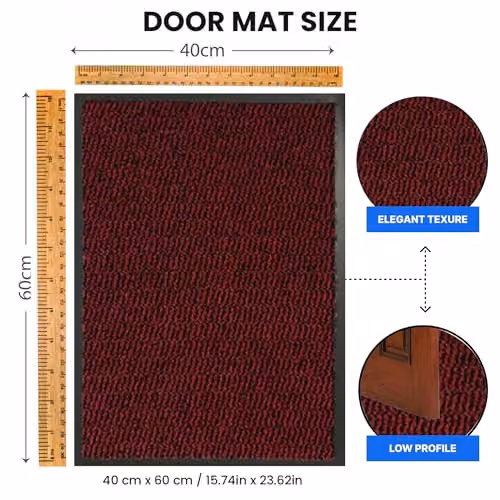 KAV Non-Slip Washable Dirt Trapper Door Mat, Red, Pack of 2, W: 40 cm, D: 60 cm – 3