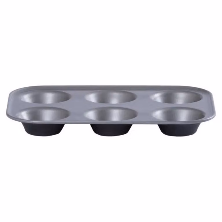 VOGREX Grey Carbon Steel Non-Stick 6 Cup Muffin Tray