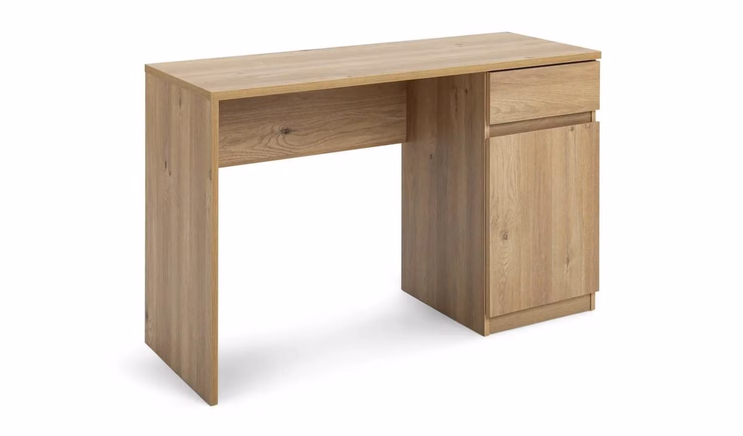 Modern Brown Writing Desk with Single Pedestal Drawer for Home Office, W: 120 cm, D: 45 cm, H: 75.5 cm