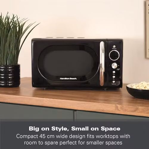 Hamilton Beach 20L Retro Solo Microwave with LED Display and Child Lock, Black – 5