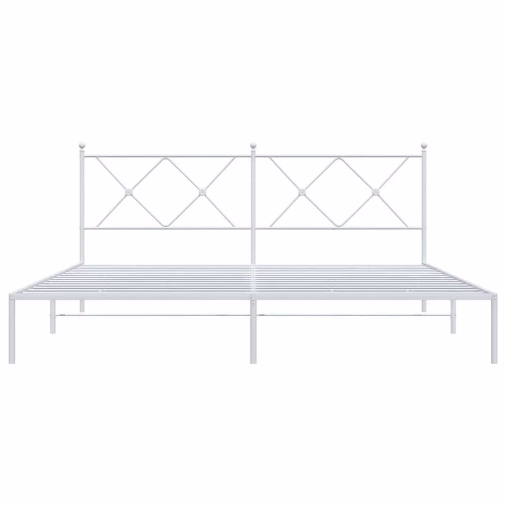 Berkfield Home Metal Bed Frame with Headboard in White, Super King Size (W: 180 cm, D: 200 cm) – 2