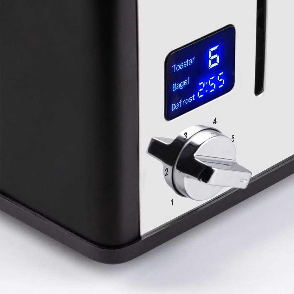 Cusimax 4 Slice Stainless Steel Toaster with Digital LED Display, 1650W, Black and Silver – 3