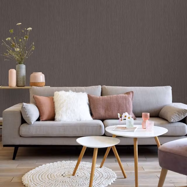 Erismann Abstract Striped Vinyl Wallpaper in Brown Mocha