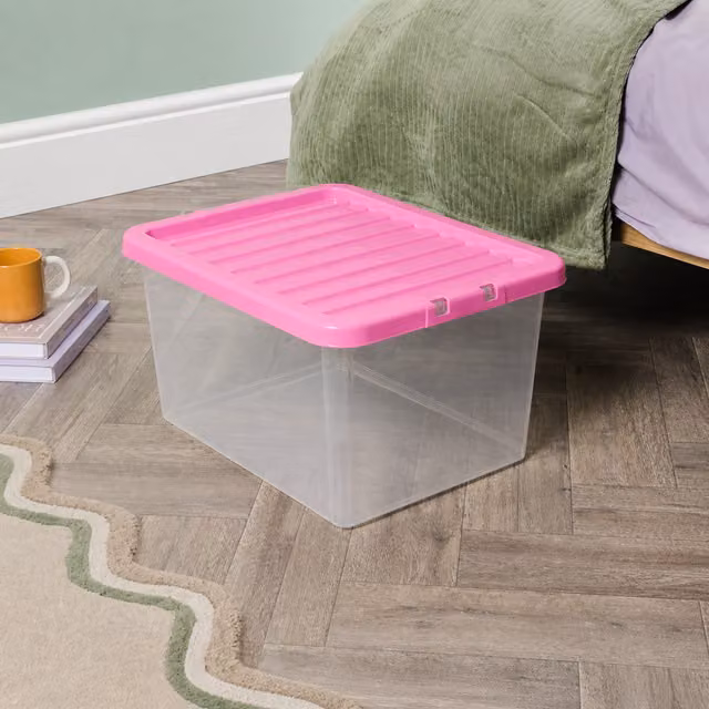 Wham Crystal Stackable Storage Box with Lid, Pink