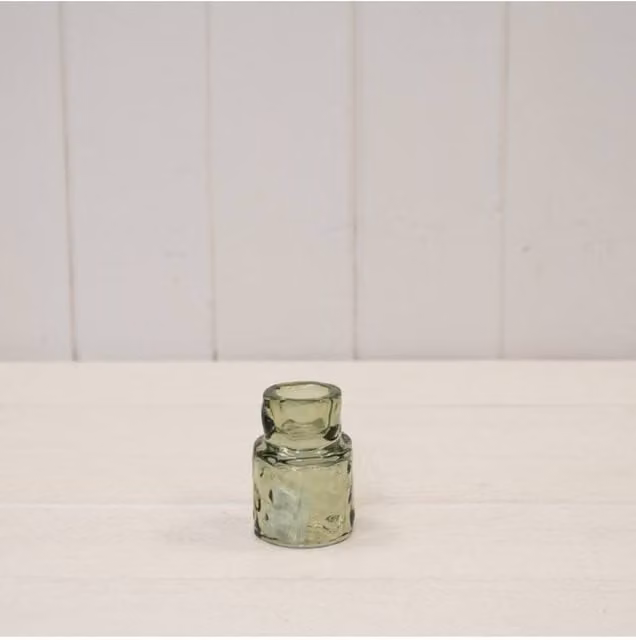 KDMD Small Vintage Green Textured Glass Tealight Candle Holder