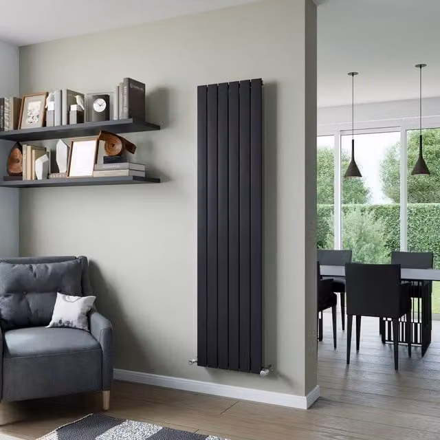 Bathroom Kingdom Mars Black Designer Flat Panel Towel Rail, H: 149.5 cm, W: 60 cm, D: 60 cm – 1