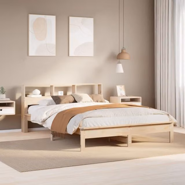Berkfield Home Solid Wood Pine Bed Frame in Brown, W: 140 cm, D: 200 cm