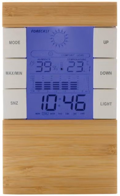XD Design Utah Bamboo Digital Tabletop Desk Clock in Brown