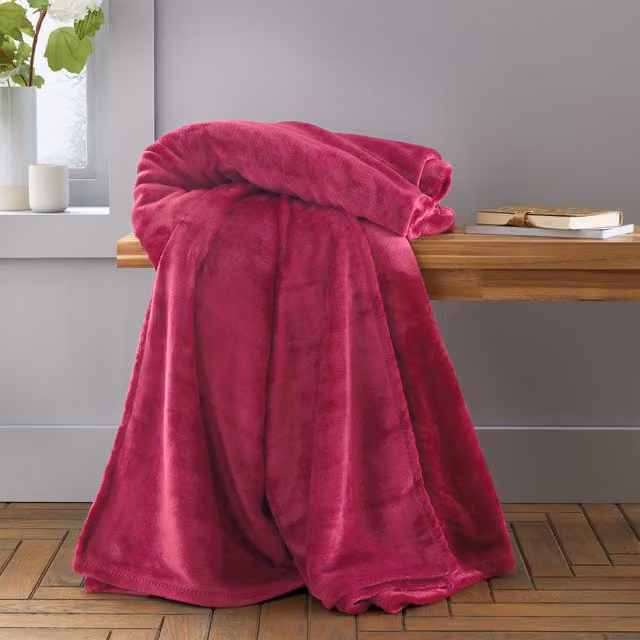 Catherine Lansfield Raschel Velvet Touch Throw, Pink, W/D/H: 130 x 170 cm – 1