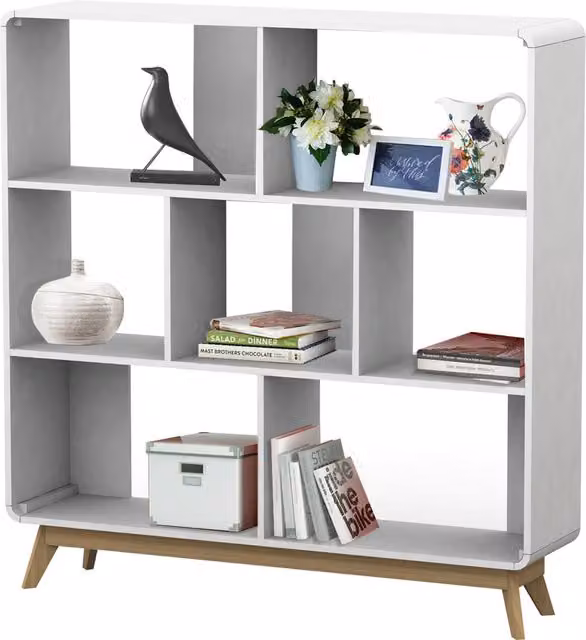 Dorel Cassie Scandinavian White MDF Display Unit with Back Panel