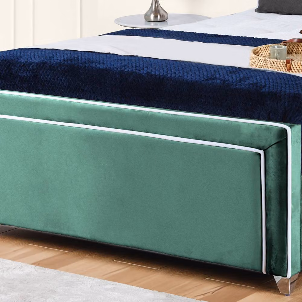 UK Bed Furniture Ariana Ottoman Gas Lift Upholstered Velvet Bed in Green, Size: 120 x 200 cm – 3