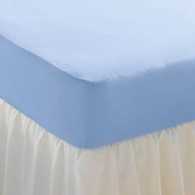 Chums Blue Stretch Terry Fitted Sheet for Adults, W: 150 cm x D: 200 cm