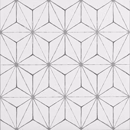WallPops FP2481 Kikko Self-Adhesive Peel & Stick Floor Tiles, White, Set of 10, 30.48 x 30.48 cm