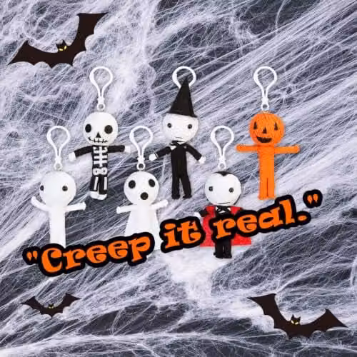 VFM e-Store Halloween Voodoo Dolls Clip On Multicolour Plush Accessories, 6 Pack, 10 cm – 4