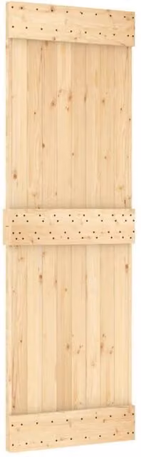 Berkfield Home Rustic Solid Wood Pine Sliding Door with Hardware Set in Beige and Black, W: 70 cm, H: 210 cm