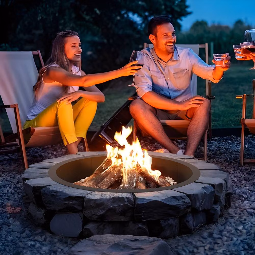 VEVOR Black Carbon Steel Fire Pit Ring, Diameter: 101.6 cm, Height: 21.59 cm – 3