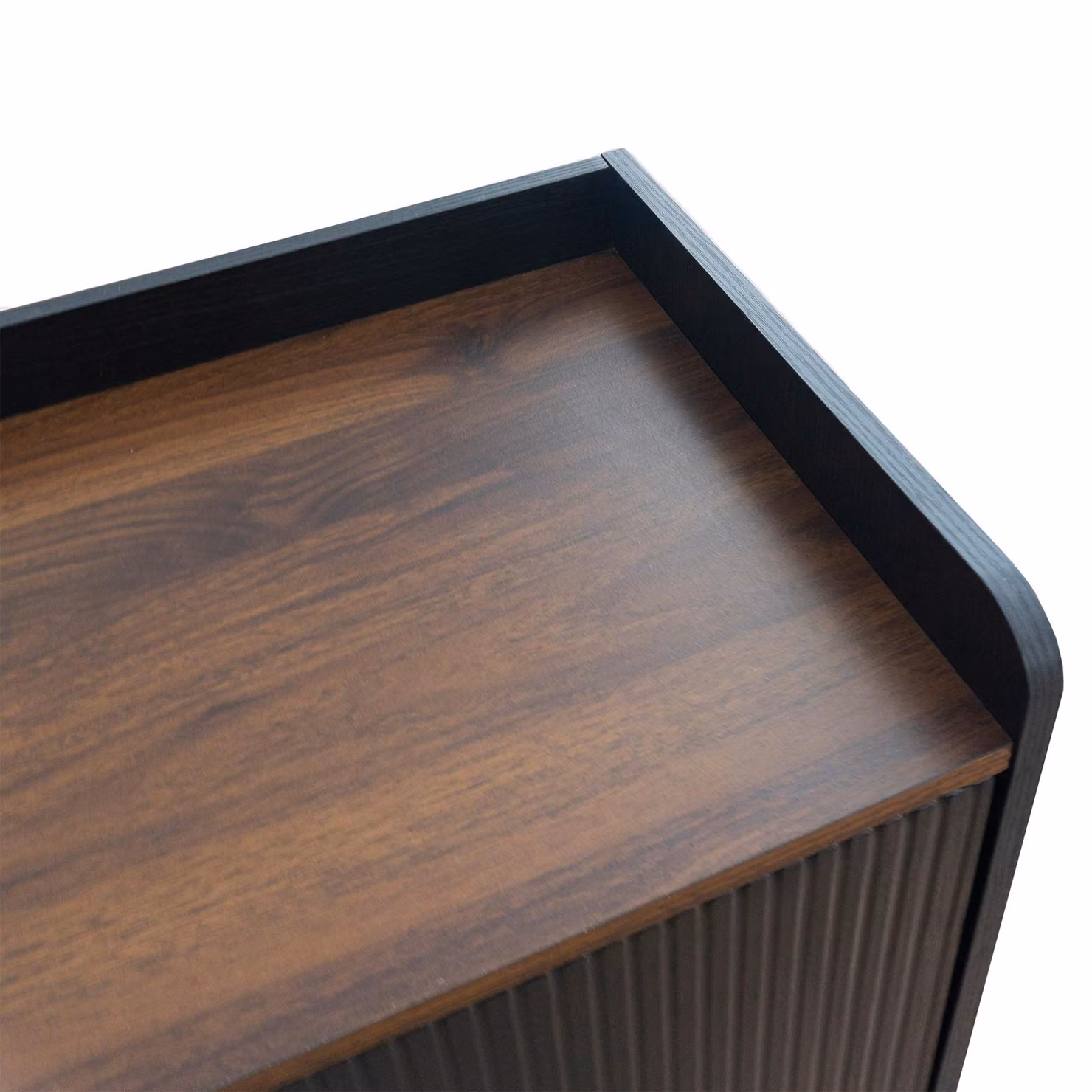 Aosom UK Modern TV Cabinet with 2 Centre Drawers and Striped Sliding Doors in Black and Wood, W: 160 cm, D: 40 cm, H: 58 cm – 7