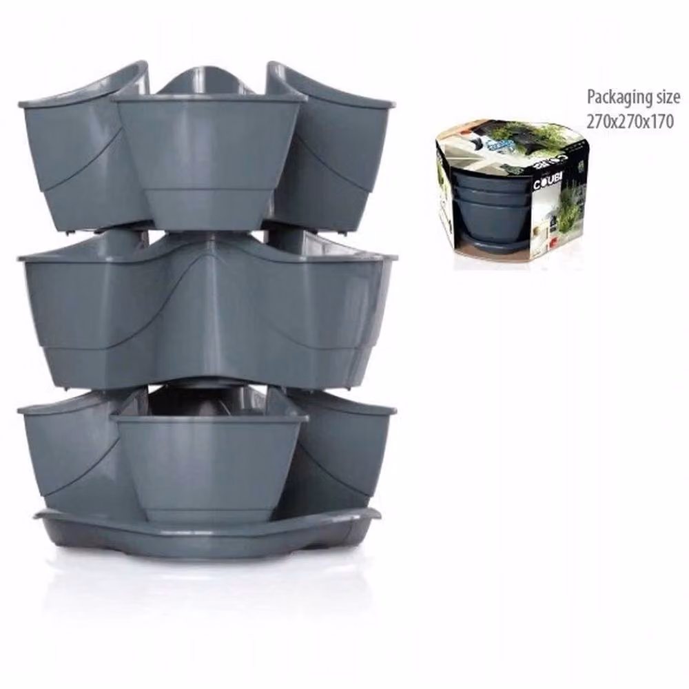 Havendro Vertical Hanging Herb and Strawberry Kitchen Planter in Grey – 3