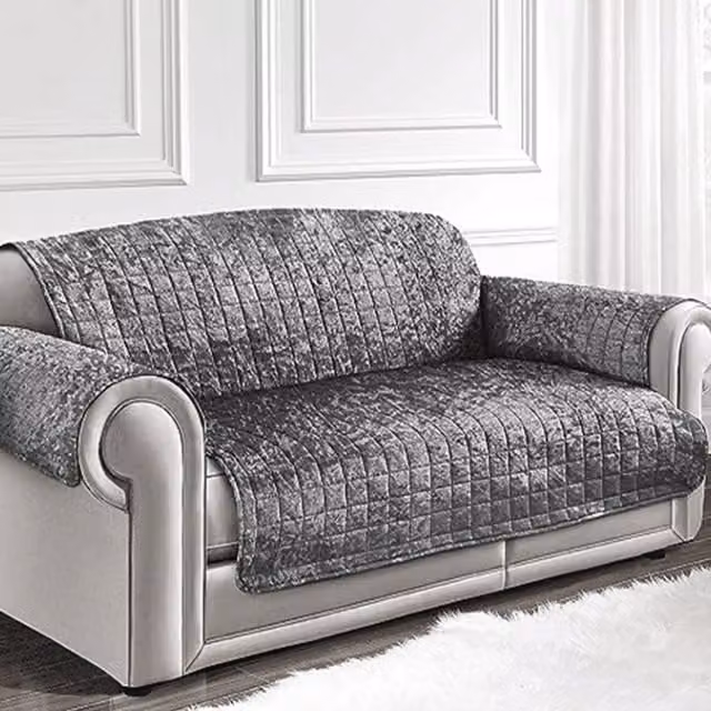 Intimates Silver Crushed Velvet 3 Seater Sofa Protector
