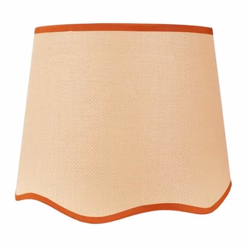 ValueLights Dutton Large Fabric Scallop Edge Lamp Shade in Sand and Orange with LED Bulb, Width: 35 cm – 1