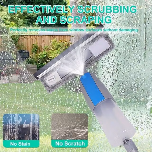 Nordara Grey Telescopic Window Squeegee Cleaning Kit with Extendable Aluminium Handle 47-190cm