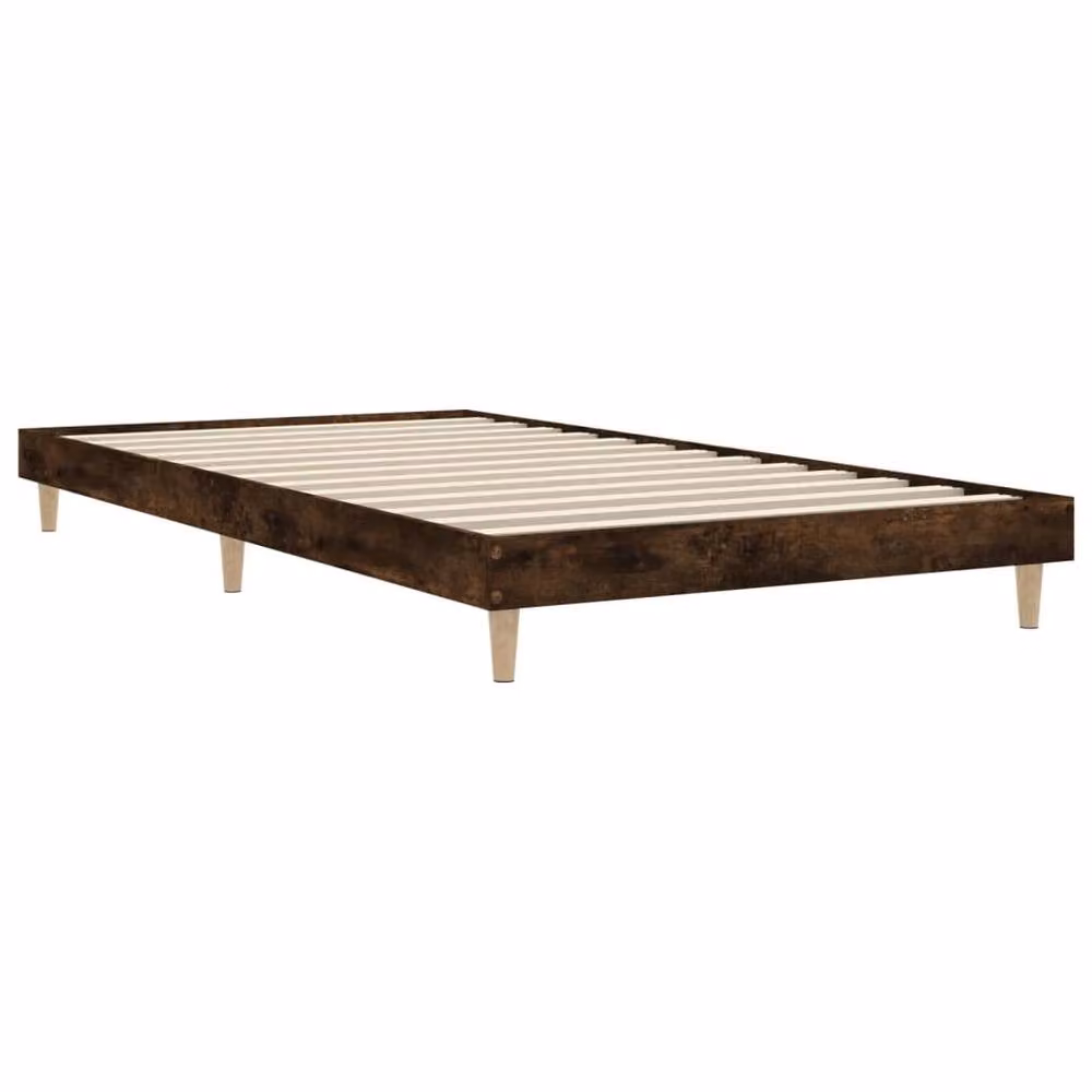Berkfield Home Smoked Oak Bed Frame in Brown, Engineered Wood, W/D/H: 100 x 200 cm – 3