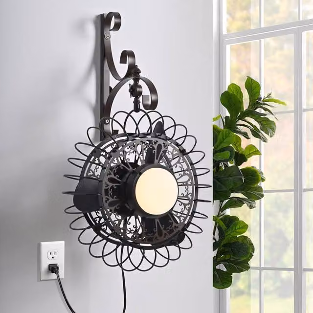Garwarm Wall Mounted LED Fan with Remote Control, Black, Width: 69 cm