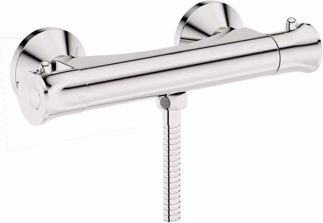 Bathroom Kingdom Sydney Chrome Round Thermostatic Exposed Shower Bar Valve in Silver