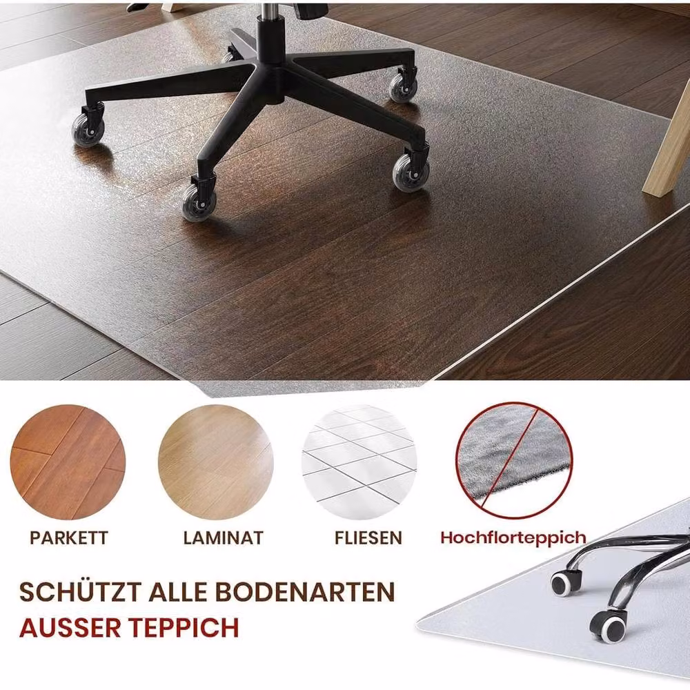 FLAVORA Transparent PVC Floor Protector Mat, Diameter: 100 cm – 3