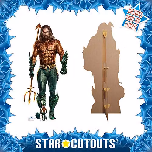 Star Cutouts Aquaman Jason Momoa Cardboard Cutout in Blue and Multicolour, Height: 194 cm – 3