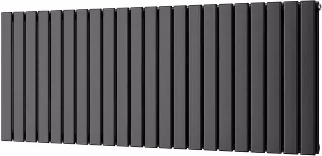 UK Radiators Typhoon Black Flat Tube Horizontal Designer Radiator, W: 149.6 cm, H: 60 cm – 1