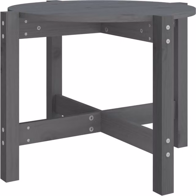 Berkfield Home Round Grey Solid Pine Coffee Table, W: 62.5 cm, H: 45 cm, D: 45 cm – 1