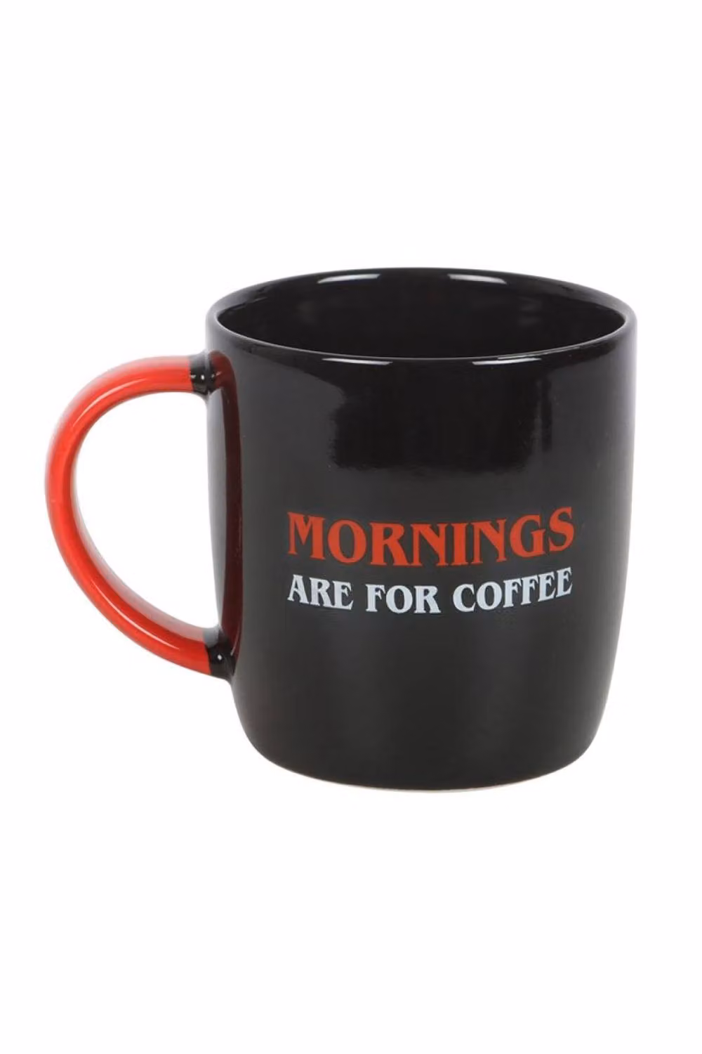 KDMD Morning Coffee Mug in Black with Red and White Text, 350ml – 2
