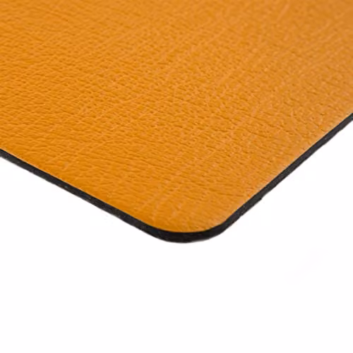 Lara-May Set of 8 Mustard Yellow Recycled Leather Placemats (W: 28 cm, D: 21 cm) and 8 Recycled Leather Coasters – 3