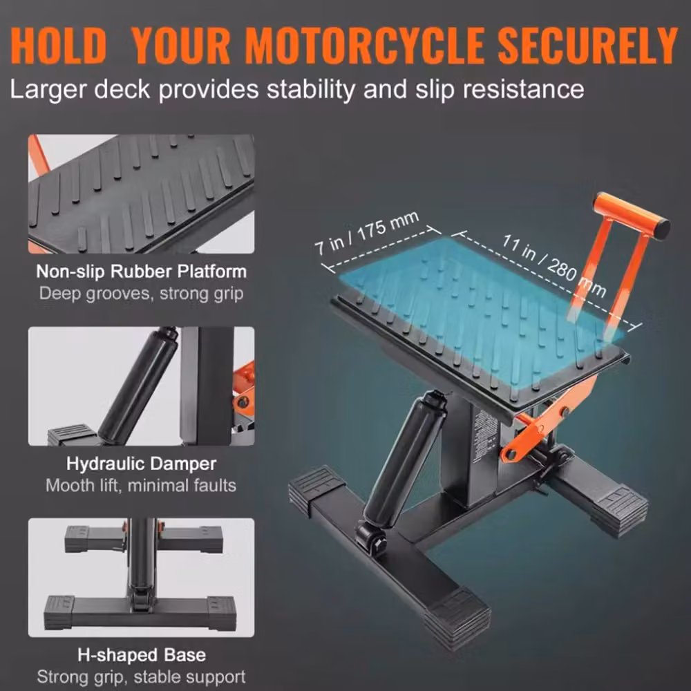 VOGREX Adjustable Hydraulic Motocross Lift Stand Steel Dirt Bike Jack in Black – 4
