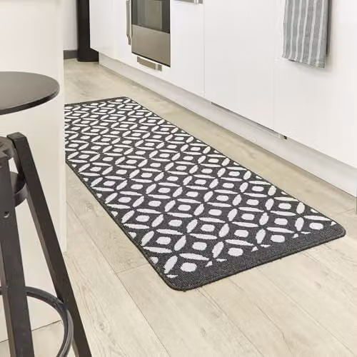 My Mat Crescent Stain Resistant Charcoal Grey Geometric Runner, W: 67 cm, L: 200 cm – 2