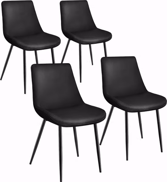 Tectake Set of 4 Monroe Velvet Accent Chairs in Black
